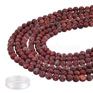 DIY Stretch Bracelets Making Kits, 200Pcs Round Natural Sesame Jasper/Kiwi Jasper Beads and Elastic Crystal Thread, Red, Beads: about 180pcs(DIY-SZ0004-05)