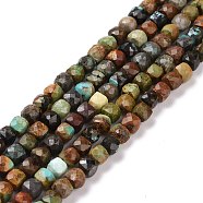 Natural Turquoise Beads Strands, Faceted, Cube, 4.5x4.5x4.5mm, Hole: 0.8mm, about 94pcs/strand, 15.24''(38.7cm)(G-E591-01)
