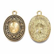 Tibetan Style Alloy Pendants, Oval, Cadmium Free & Lead Free, Antique Golden, 49.5x35x5.5mm, Hole: 4.5mm, about 70pcs/1000g(TIBEP-N009-33AG-RS)