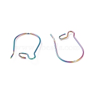 Ion Plating(IP) 304 Stainless Steel Hoop Earrings Findings Kidney Ear Wires, Rainbow Color, 20x11mm(STAS-E009-6M)