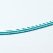 Round Plastic Tube Cords, Covered with Silk Ribbon, Deep Sky Blue, 450~480x3~3.5mm(OCOR-L032-01)