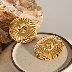 304 Stainless Steel Stud Earrings, Flower, Real 18K Gold Plated, 41mm(EJEW-C137-02G)