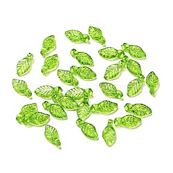 Transparent Acrylic Charms, Leaf Charm, Green Yellow, 10.5x5x3.5mm, Hole: 1.4mm(MACR-C009-12)