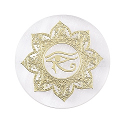 Flat Round Natural Selenite Slice Coasters, Reiki Stone for Chakra Balance, Crystal Healing , Flower, 59.5~64x6.5~8mm(DJEW-C015-02B)