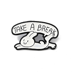 Cartoon Rabbit Take A Break Enamel Pins, Bunny Alloy Brooch for Backpack Clothes, White, 19x30.5mm(JEWB-R001-06EB-05)