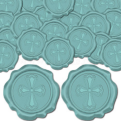 CRASPIRE 100pcs Adhesive Wax Seal Stickers, Envelope Seal Decoration, For Craft Scrapbook DIY Gift, Dark Turquoise, Cross, 30mm, 100pcs/box(DIY-CP0009-71A)