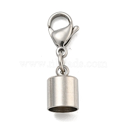304 Stainless Steel Cord Ends, with Lobster Claw Clasps, Stainless Steel Color, 31mm, Inner Diameter: 8mm(STAS-K273-07D-P)