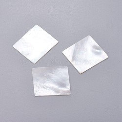 Natural White Shell Mother of Pearl Shell Cabochons, Rectangle, 26.3~28x24x0.6~0.7mm(SHEL-P076-05A)
