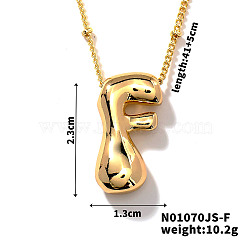 Simple and Stylish Brass Letter Pendant Satellite Chain Necklaces for Women Men, Golden, Letter F, 16.14 inch(41cm)(GF2554-6)