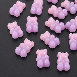 Gradient Color Opaque Resin Cabochons, with Glitter Powder Bear, Pearl Pink, 17.5x11x6.5mm(CRES-R196-02D)