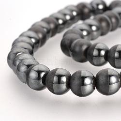 Non-magnetic Synthetic Hematite Beads Strands, Matte Style, Round, 8mm, Hole: 1.5mm, about 50pcs/strand, 15.7 inch(G-Q943-35)