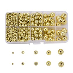 271Pcs 5 Sizes Plating Acrylic Beads, Round, Golden, 4~12mm, Hole: 1mm, 542pcs/Box(PACR-LS0001-01G)