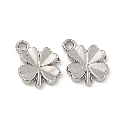 Non-Tarnish 304 Stainless Steel Charms, Clover Charms, Stainless Steel Color, 9x9.5x1.5mm, Hole: 1.2mm(STAS-N103-84P)