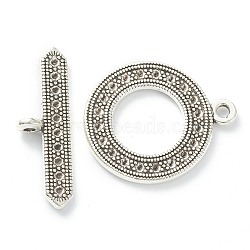 Tibetan Style Alloy Toggle Clasps, Cadmium Free & Lead Free, Antique Silver, Ring: 24.5x29x2.5mm, Hole: 2.5mm, Bar: 10.5x32x5mm, Hole: 2mm(PALLOY-XCP0001-17)