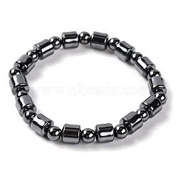 Round & Column Synthetic Non-magnetic Hematite Beaded Stretch Bracelets for Women, Inner Diameter: 2-1/8 inch(5.5cm)(BJEW-Q345-04)