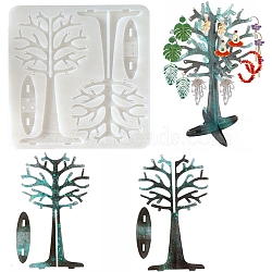 Tree Jewelry Stand Display Food Grade Silicone Molds, for DIY Earring, Rings, Necklaces Storage Stand, Epoxy Resin Craft Making, White, 215x200x5mm(DIY-H145-04)