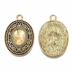 Tibetan Style Alloy Pendants, Oval, Cadmium Free & Lead Free, Antique Golden, 49.5x35x5.5mm, Hole: 4.5mm, about 70pcs/1000g(TIBEP-N009-33AG-RS)