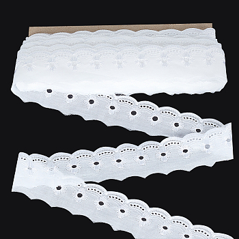 16 Yards Polyester Lace Trim Ribbon, for Clothes Sewing Flower Making, White, 2 inch(50mm), about 16.00 Yards(14.63m)/pc