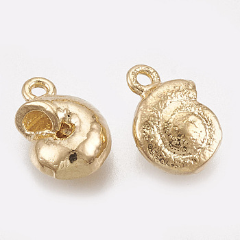 Brass Charms, Real 18K Gold Plated, Snail, 10x7x4mm, Hole: 1mm