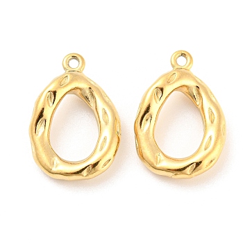 304 Stainless Steel Pendants, Teardrop Charms, Real 18K Gold Plated, 19x13x3mm, Hole: 1.2mm