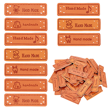 ARRICRAFT 150Pcs 5 Style PU Leather Label Tags, Clothing Handmade Labels, for DIY Jeans, Bags, Shoes, Hat Accessories, Rectangle, Chocolate, 50x16mm, 30pcs/style