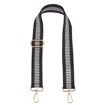 Stripe Pattern Adjustable Nylon Bag Strap, with Zinc Alloy Clasps, for Bag Replacement Accessories, Gainsboro, 80~130x3.9cm