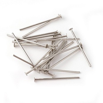 304 Stainless Steel Flat Head Pins, Stainless Steel Color, 18x0.7mm, 21 Gauge, Head: 1.5mm