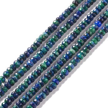 Dyed Natural Sesame Jasper/Kiwi Jasper Rondelle Beads Strands, Faceted, Dark Blue, 6x4mm, Hole: 1mm, about 87pcs/strand, 14.76~15.16 inch(37.5~38.5cm)