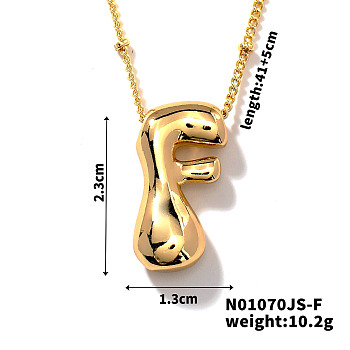 Simple and Stylish Brass Letter Pendant Satellite Chain Necklaces for Women Men, Golden, Letter F, 16.14 inch(41cm)