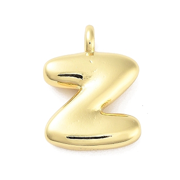 Rack Plating Brass Pendants, Cadmium Free & Lead Free, Long-Lasting Plated, Real 18K Gold Plated, Letter, Letter Z, 17.5x13x4.5mm, hole: 2.5mm