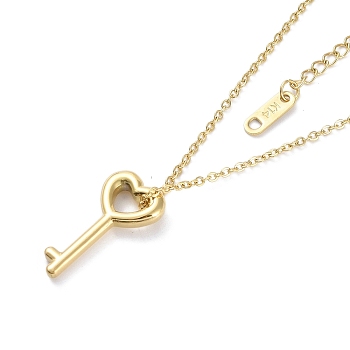 Heart Key Pendant Necklaces, with 304 Stainless Steel Cable Chains, Golden, 15.55 inch(39.5cm)