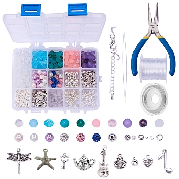 SUNNYCLUE DIY Jewelry Making Kits, Beads & Findings & Tools, Mixed Color, 14x10.8x3cm
