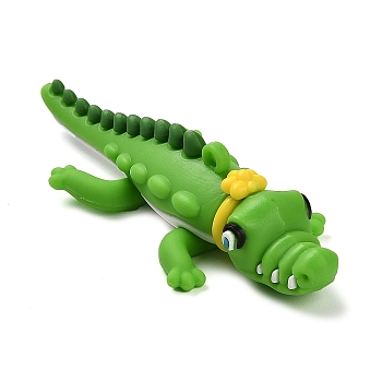 PVC Plastic Big Pendants, Crocodile Charm, Green, 89x35x20mm, Hole: 3mm