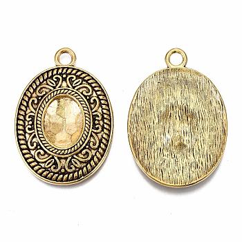 Tibetan Style Alloy Pendants, Oval, Cadmium Free & Lead Free, Antique Golden, 49.5x35x5.5mm, Hole: 4.5mm, about 70pcs/1000g