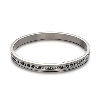 304 Stainless Steel Bangles, Stainless Steel Color, 53x64mm, 8mm