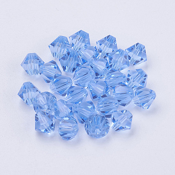 Imitation Austrian Crystal Beads, Grade AAA, Faceted, Bicone, Cornflower Blue, 6x6mm, Hole: 0.7~0.9mm