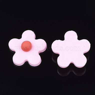Pink Flower Polymer Clay Cabochons