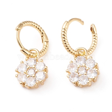 Boucles d'oreilles huggie huggie en laiton micro pave clair(EJEW-L234-006G)-3