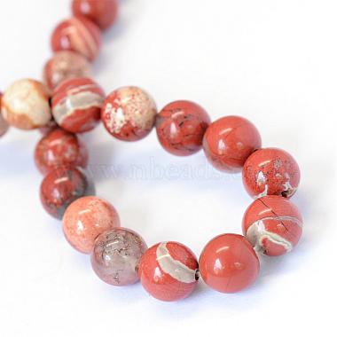 Jaspe rouge naturel brins de perles rondes(G-E334-6mm-27)-3