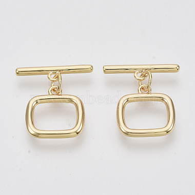 Real 18K Gold Plated Rectangle Brass Toggle Clasps