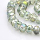 Half Rainbow Plated Faceted Rondelle Glass Beads Strands(GLAA-A024E-HR01)-1