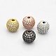 CZ Brass Micro Pave Grade AAA Clear Color Cubic Zirconia Round Beads(KK-O065-6mm-05-NR)-1