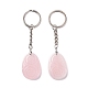 Natural Rose Quartz Teardrop with Spiral Pendant Keychain(KEYC-A031-02P-05)-1
