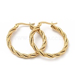 303 Stainless Steel Twist Rope Hoop Earrings with 316 Stainless Steel Pins for Women, Golden, 30x3mm, Pin: 0.7mm(X-EJEW-F285-38G)