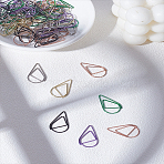 60Pcs 6 Colors Stainless Steel Paper Clips, Teardrop, Mixed Color, 25x15mm, 10pcs/color(TOOL-LP0001-27)