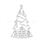 Christmas 201 Stainless Steel Pendants, Christmas Tree, 43x27x1mm, Hole: 1.8mm(STAS-C156-01G-P)