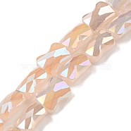 AB Color Plated Glass Beads Strands, Faceted Bamboo Stick, Bisque, 8x6x4~4.5mm, Hole: 1.2mm, about 70pcs/strand, 21.57''(54.8cm)(EGLA-P051-06B-B08)