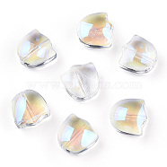 Electroplate Transparent Glass Beads, AB Color Plated, Tulip Flower, Clear AB, 9x9x5.5mm, Hole: 1mm(GLAA-T022-26-C01)