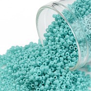TOHO Round Seed Beads, Japanese Seed Beads, (55) Opaque Turquoise, 15/0, 1.5mm, Hole: 0.7mm, about 15000pcs/50g(SEED-XTR15-0055)