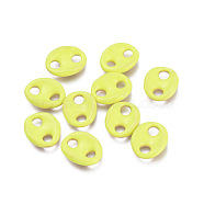 Brass Links Connectors, with Enamel, Long-Lasting Plated, Cadmium Free & Lead Free & Nickel Free, Coffee Bean/Oval, Golden, Yellow, 12x10x2.5mm, Hole: 3mm(X-KK-I673-26G)